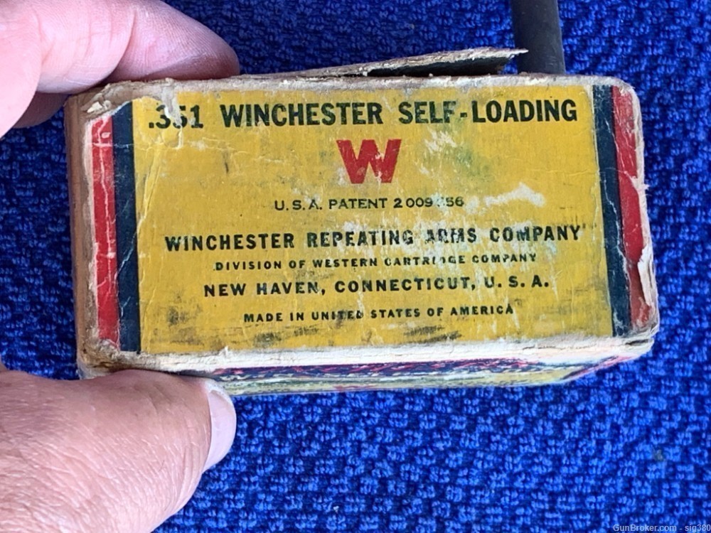 VINTAGE WINCHESTER .351 WIN SELF LOADING AMMO BOX OF 31RDS / RARE-img-3