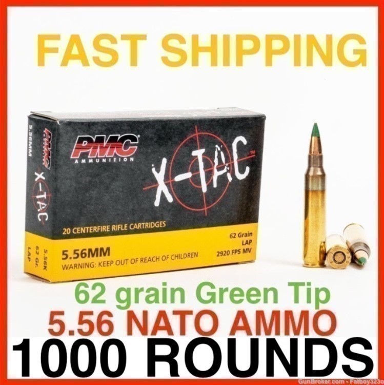 1000 Rounds - PMC X-Tac 5.56x45mm NATO Ammo M855 62 Grain Green Tip FMJ-img-0