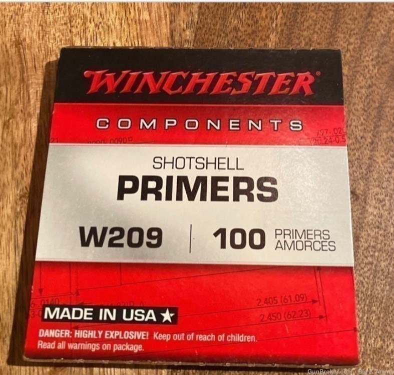 WINCHESTER w209 Shotshell primers muzzleloading primers 100 count-img-0