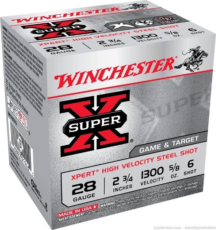 Winchester Xpert HV Steel 28 Gauge 1300 fps 2.75" 5/8 oz. #6 – 25 Rounds-img-0