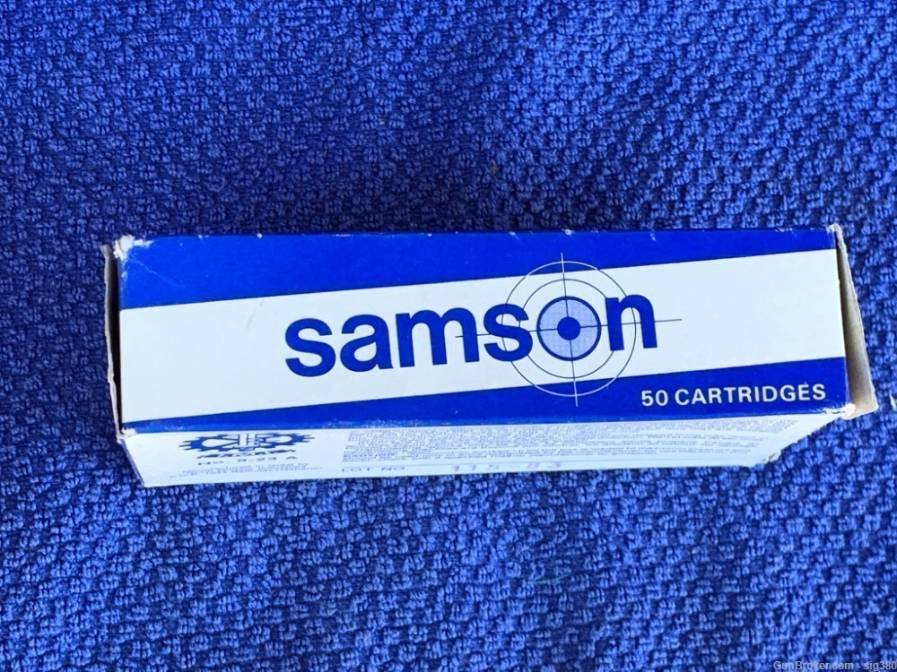 VINTAGE SAMSON 9MM LUGER MATCH GRADE 115GR FMJ FULL BOX 50-img-3