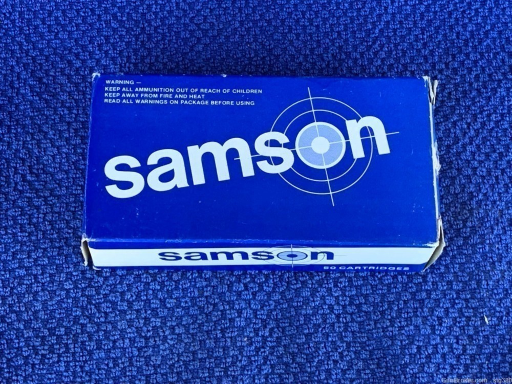 VINTAGE SAMSON 9MM LUGER MATCH GRADE 115GR FMJ FULL BOX 50-img-1
