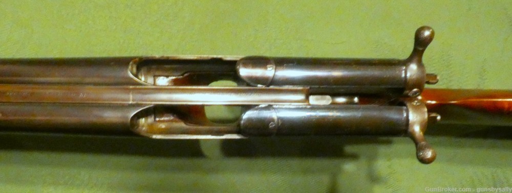 Exceedingly Rare English Bacon Patent Double Barrel Bolt Action Shotgun    -img-0