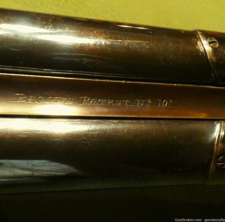 Exceedingly Rare English Bacon Patent Double Barrel Bolt Action Shotgun    -img-6