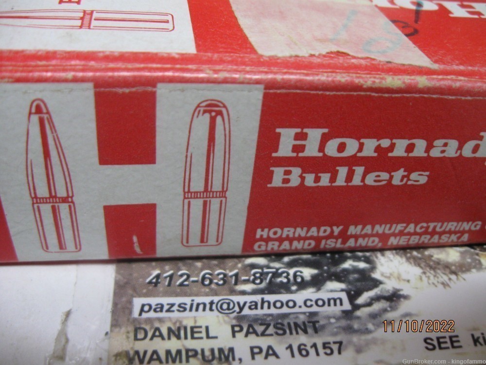 Single Shot Pistol Bullet, 100 box Hornady .243 6mm 80gr SP; more available-img-3