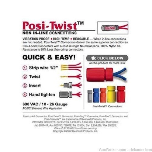 Posi-Twist 18-26 Gage (EX-120G) In Line Connector, 10 PACK NEW! PT2026G-img-1