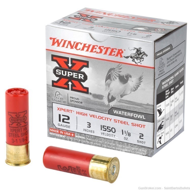 Winchester Super X 12 Ga. 3" 1550fps 1 1/8 oz. #2 Steel - 25 Rounds-img-0