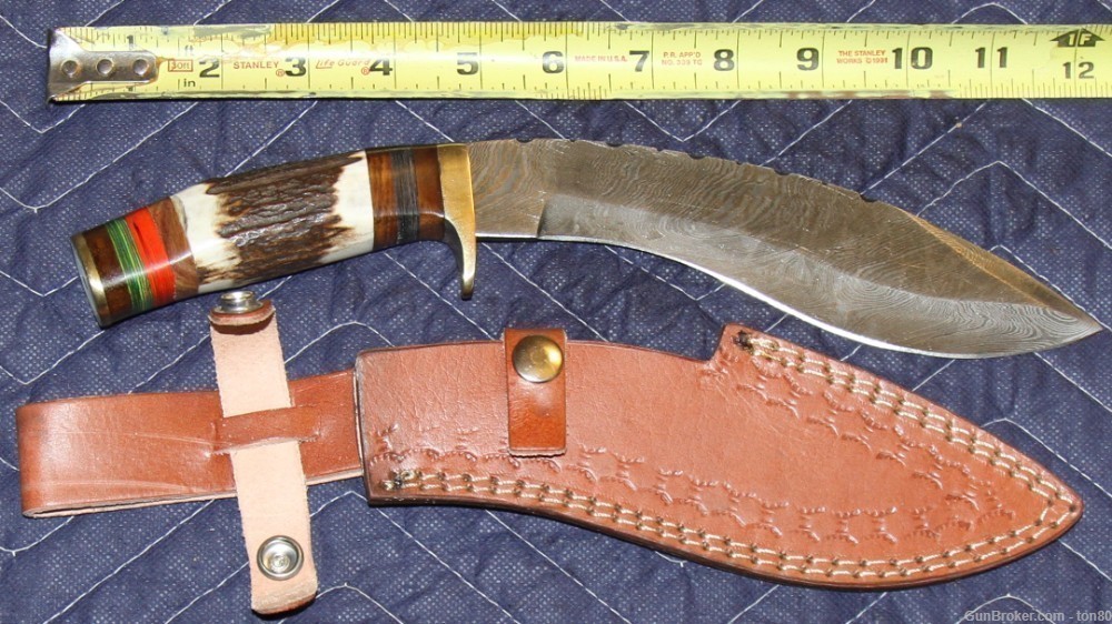 HANDMADE CUSTOM KNIFE DAMASCU STEEL STAG HANDLE 12 INCH 801-img-0