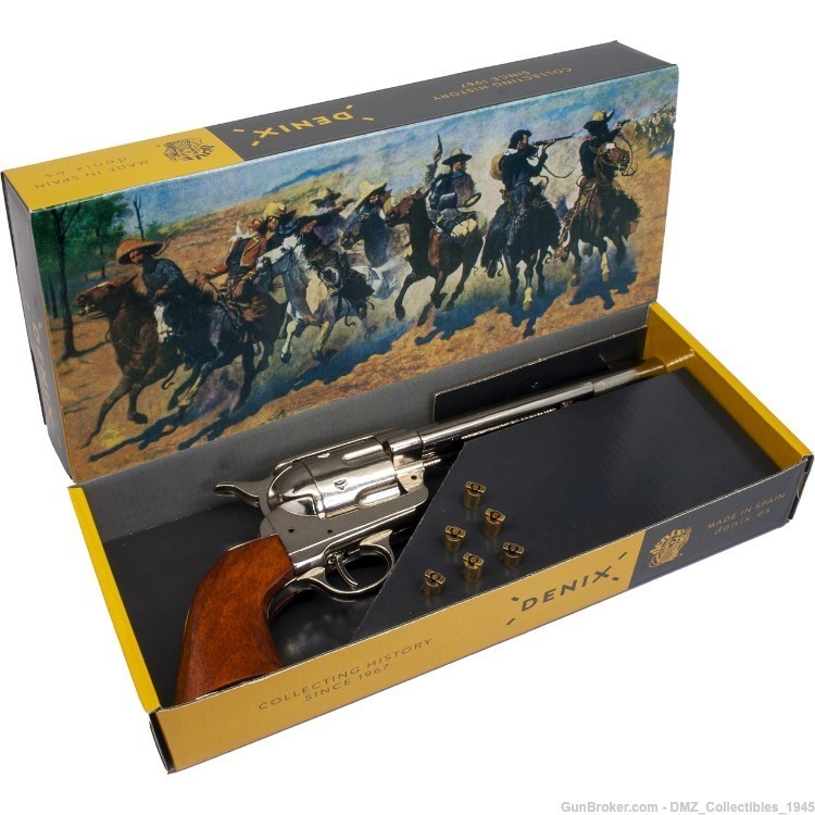 Old West Replica M1873 Nickel Cavalry Single Action Revolver Set Denix-img-0
