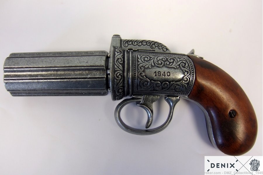 1840s NF Replica British Pepperbox Revolver Pistol by Denix of Spain-img-7