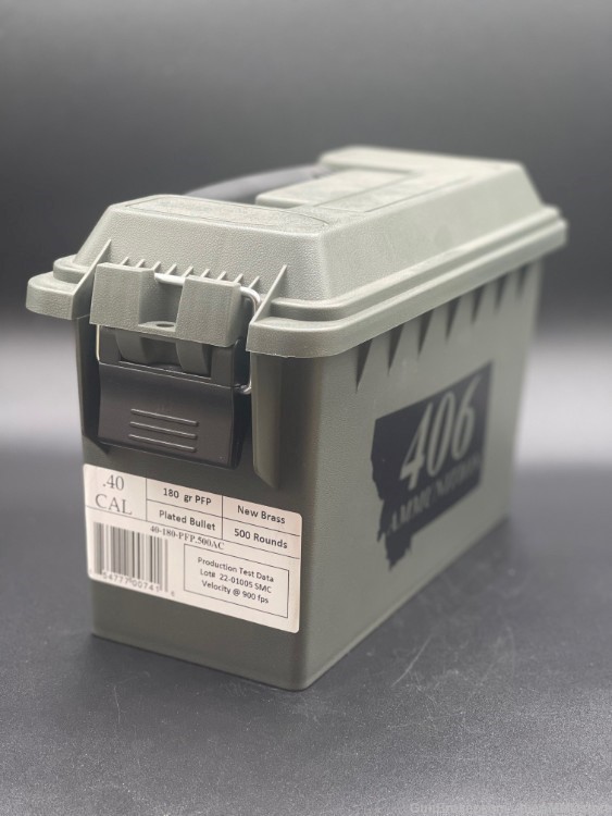 40SW-180-Plated Flat Point Loaded New Ammo 500 Ammo Can -img-0