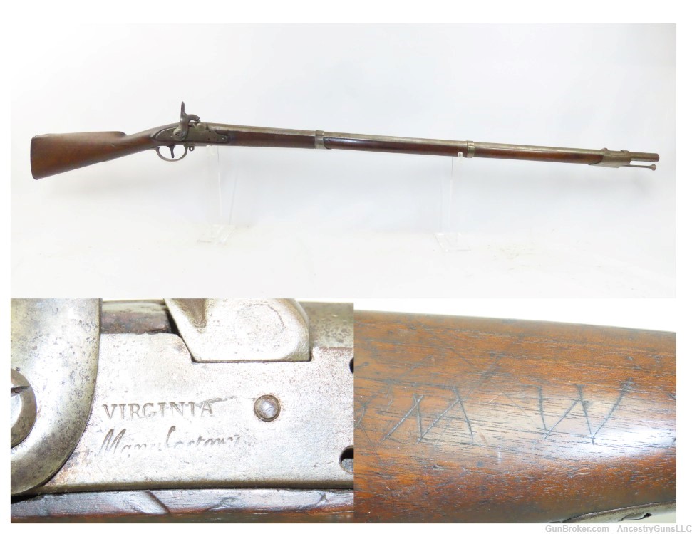 Antique CIVIL WAR Rare VIRGINIA MANUFACTORY Conversion CONFEDERATE Musket  -img-0