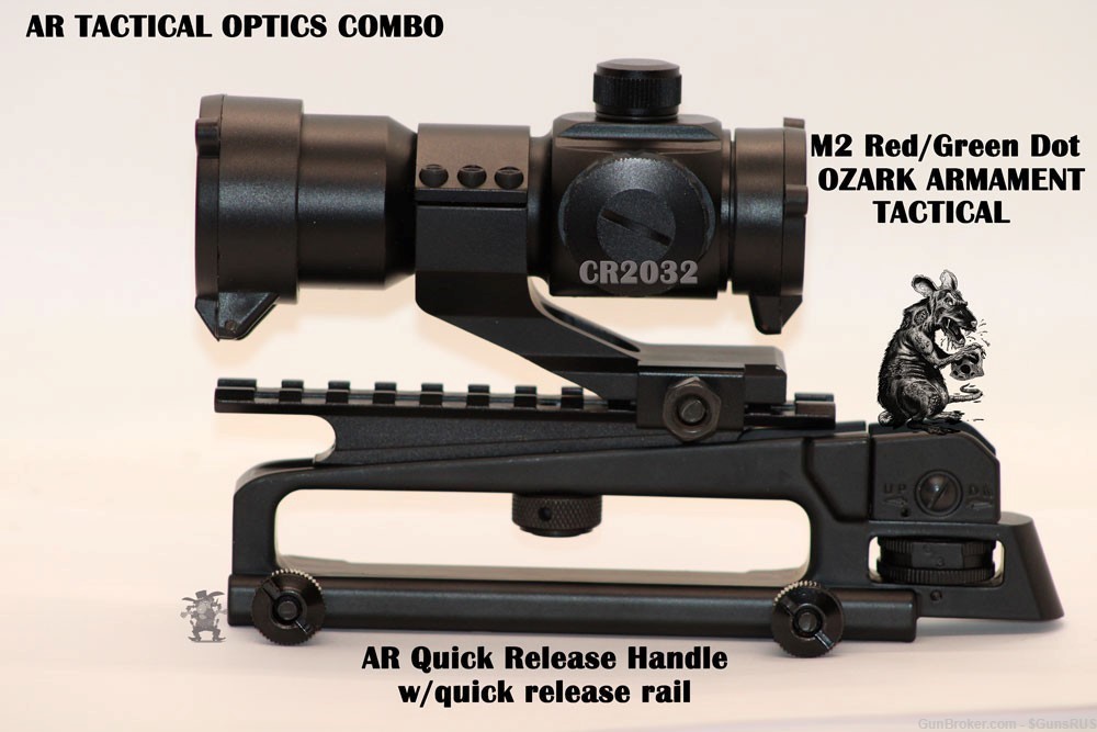 AR15 M2 HANDLE & RED DOT COMBO 30mm Red/Green Dot Sight  -img-1