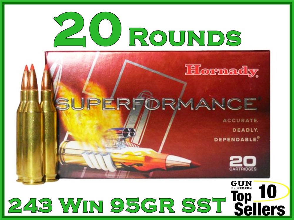 Hornady Superformance 243 Winchester Ammo 95 GR Super Shock Tip 80463-img-0