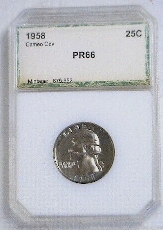 1958 US 25-Cent George Washington Silver Coin Graded-img-0