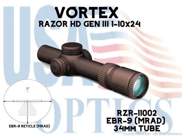 VORTEX, RZR-11002, RAZOR HD GEN III 1-10x24 FFP EBR-9 MRAD RETICLE 34mm-img-0