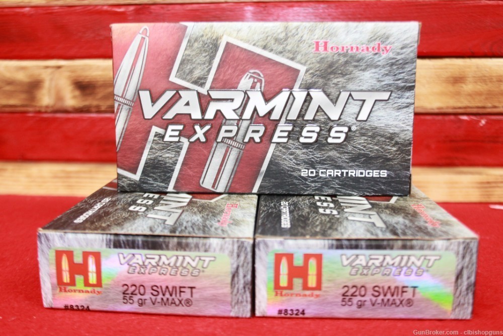 Hornady Varmint Express 220 Swift 55 grain V-Max ammo 40 rnds ammo-img-1