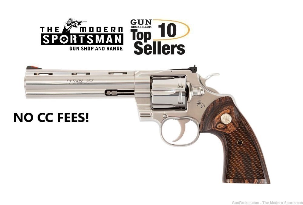 Colt Python 357 Magnum Stainless 357 MAG 6" 357MAG Revolver Wood Grip-img-0