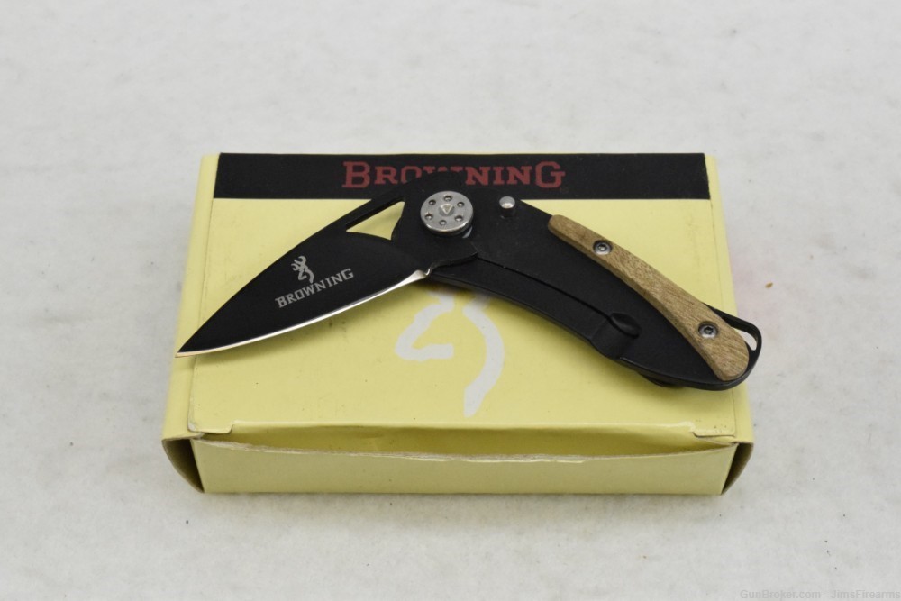 NEW - BROWNING 137 SHADOW DARK WOOD(BRIAR) KNIFE - #322137-img-0