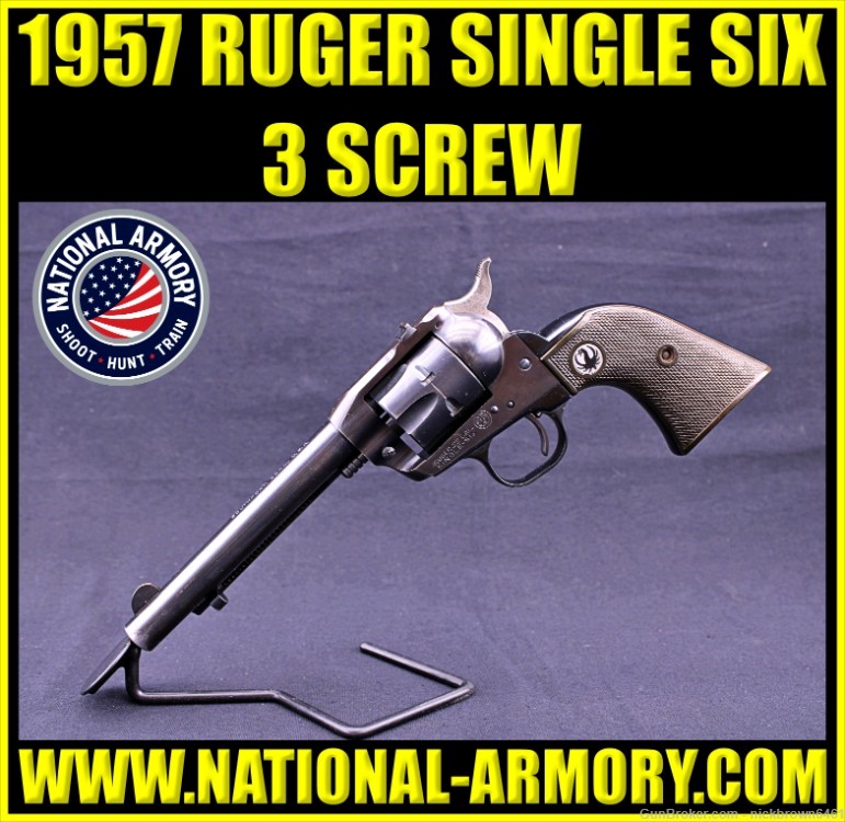 1957 RUGER SINGLE SIX 22 LR 5.5" BBL NO TRANSFER BAR 3 SCREW-img-0