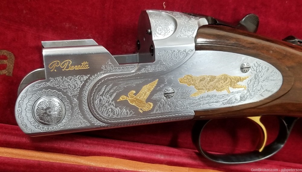 A Rare Find! Beretta S687 EL Gold Pigeon O/U Shotgun w/New Spanish Leather-img-3