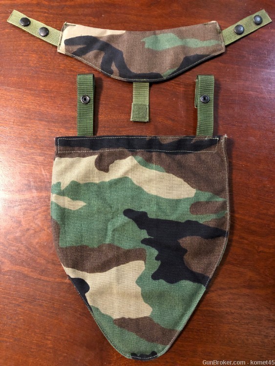 US Army Woodland Camouflage Interceptor Body Armor Groin & Throat Protector-img-0
