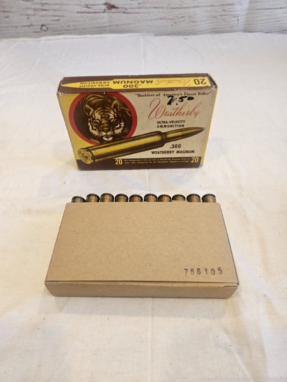 Vtg weatherby 300 magnum handloads 20 rds with tiger box-img-0