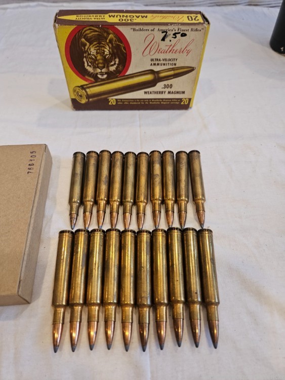 Vtg weatherby 300 magnum handloads 20 rds with tiger box-img-2