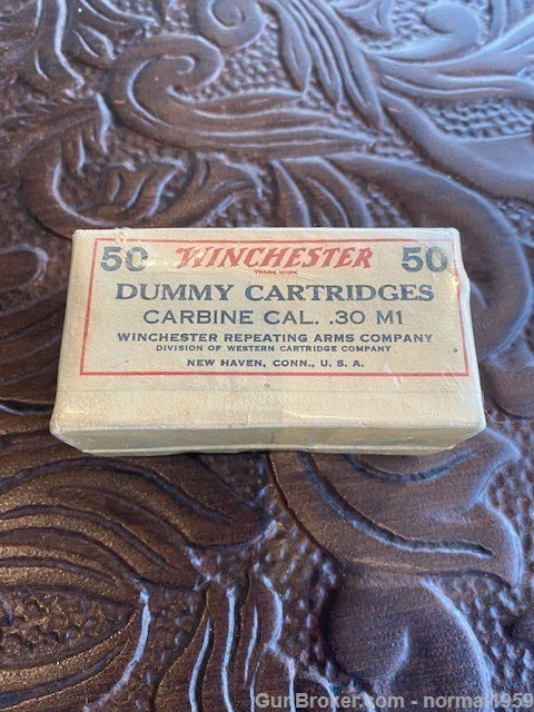 WW2 COLLECTORS M1 .30 CARBINE AMMO FULL BOX (50) DUMMY ROUNDS.-img-3