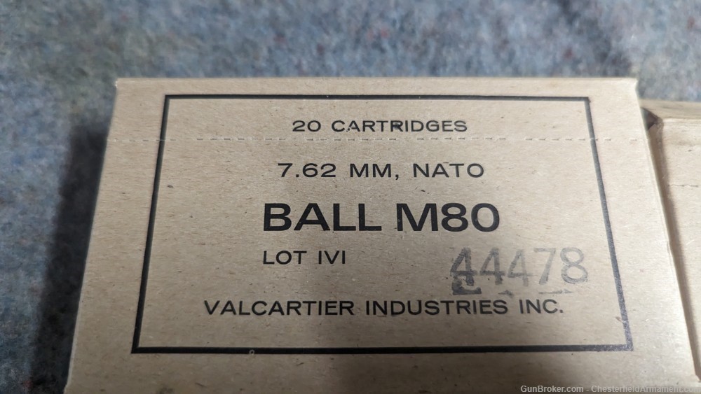 Canadian M80 ball, Valcartier Ind 308/7.62 NATO, 20 round sealed boxes-img-2