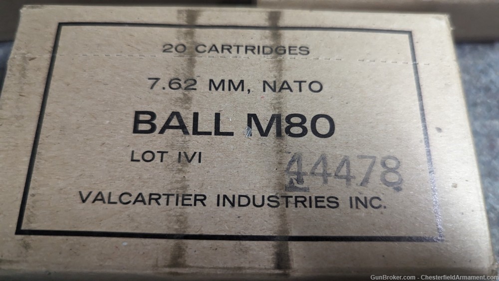 Canadian M80 ball, Valcartier Ind 308/7.62 NATO, 20 round sealed boxes-img-1