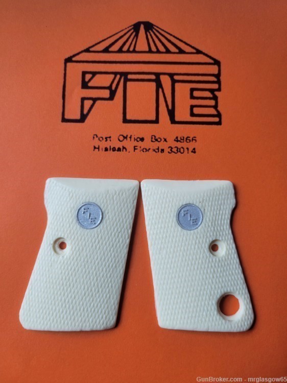 FIE A27, The Best Faux Bone / Ivory Checkered Grips w/Medallions-img-1