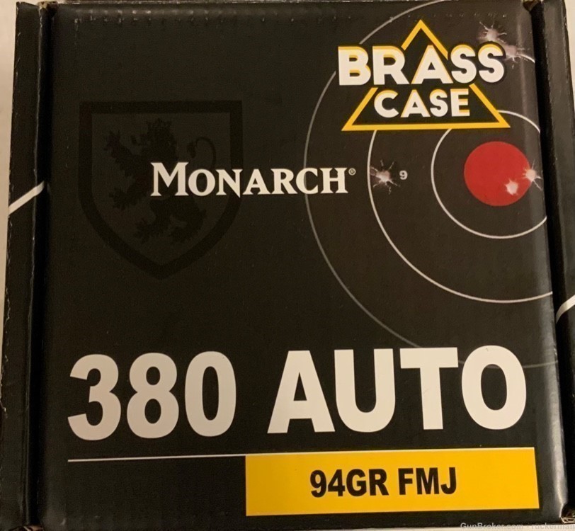 380 ACP MONARCH 200 ROUNDS 94 GRAINS FMJ BRASS 4 BOXES OF 50 -img-2