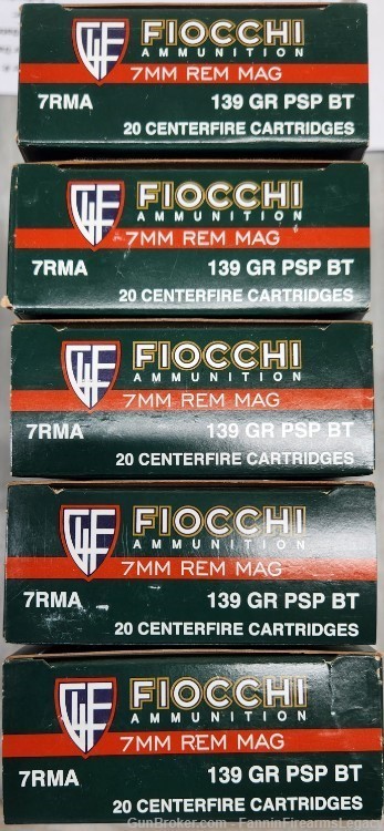 Fiocchi 7MM REM MAG 139GR PSP Jacketed Soft Point 100 RD 7RMA-img-1