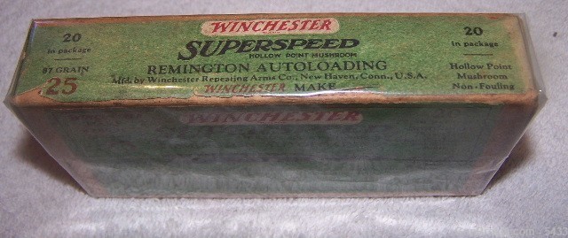 1st Issue Winchester Superspeed 25 Remington Auto SEALED-img-3