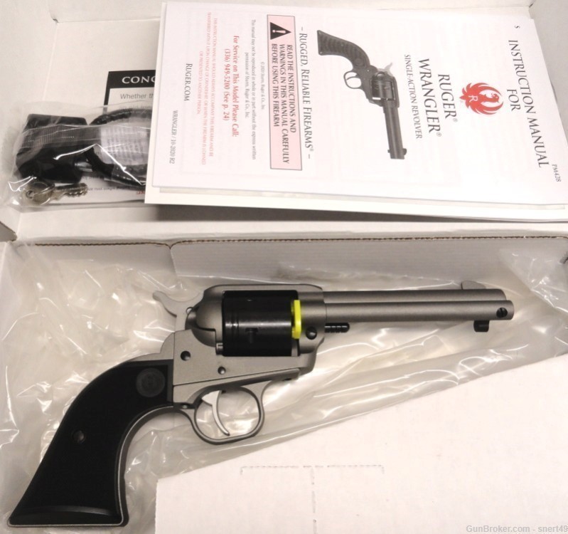 Ruger Wrangler 22LR Silver Cerakote 4 5/8” Fixed Sts Checker Grip 6 Rd 2003-img-5