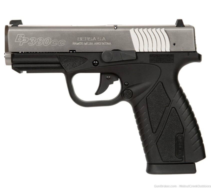 Bersa BP380DTCC Concealed Carry .380ACP 8 Round Duo Tone Nickle/Matte Finis-img-1