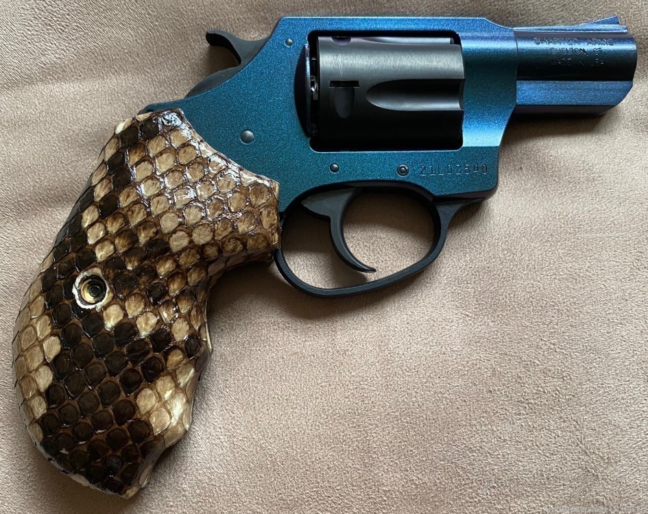 Genuine Python Skin Grips for Charter Arms .38 Special Revolver GRIPS ONLY-img-0