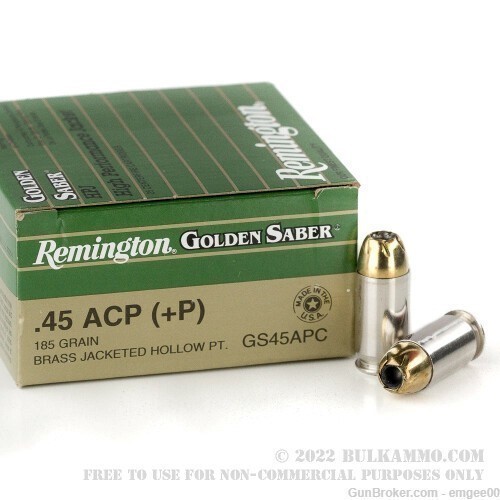 Remington GS45APC Golden Saber HPJ 45 Auto +P 185 gr BJHP 100 Rd Lot NR!-img-0