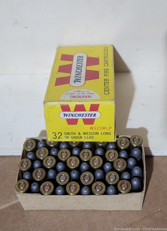 32 S&W Long Winchester Rare 1960's Yellow 50 Box 98 gr Lead Ammo no cc fee-img-1