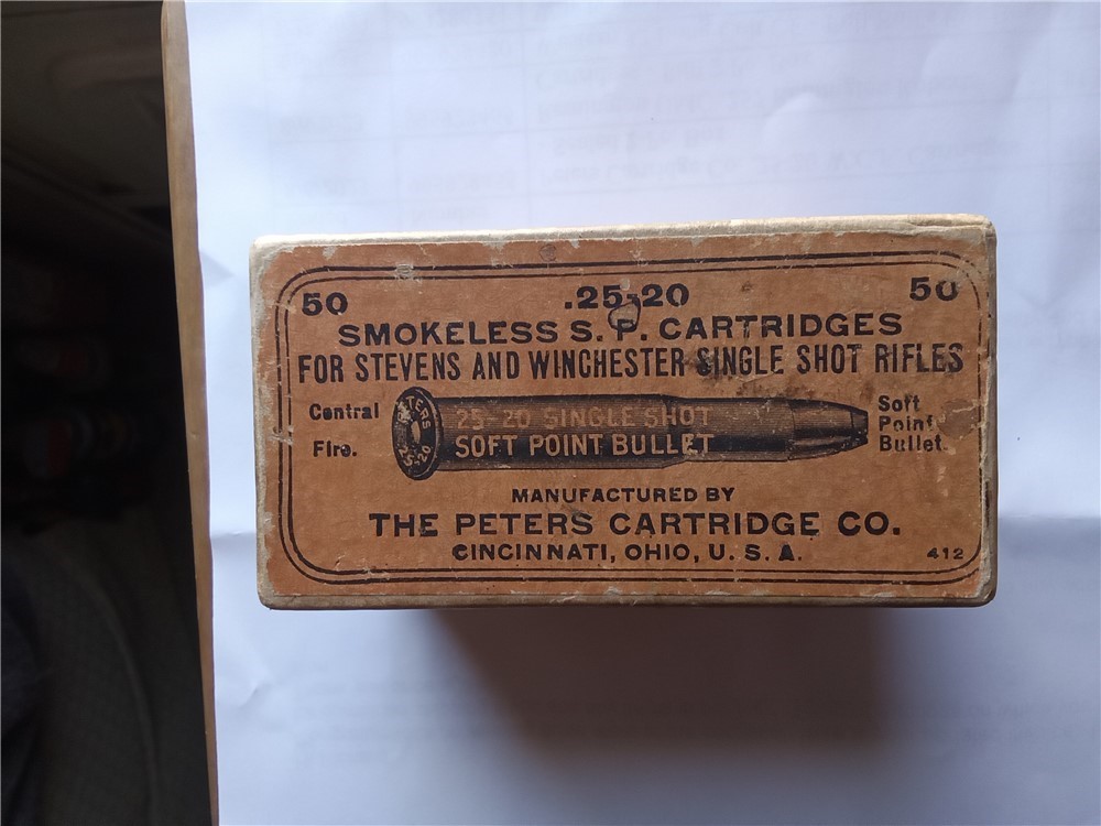 Vintage Peters CARTRIDGE COMPANY 25-20 CF AMMO-SEALED  2 PC. BOX-img-0
