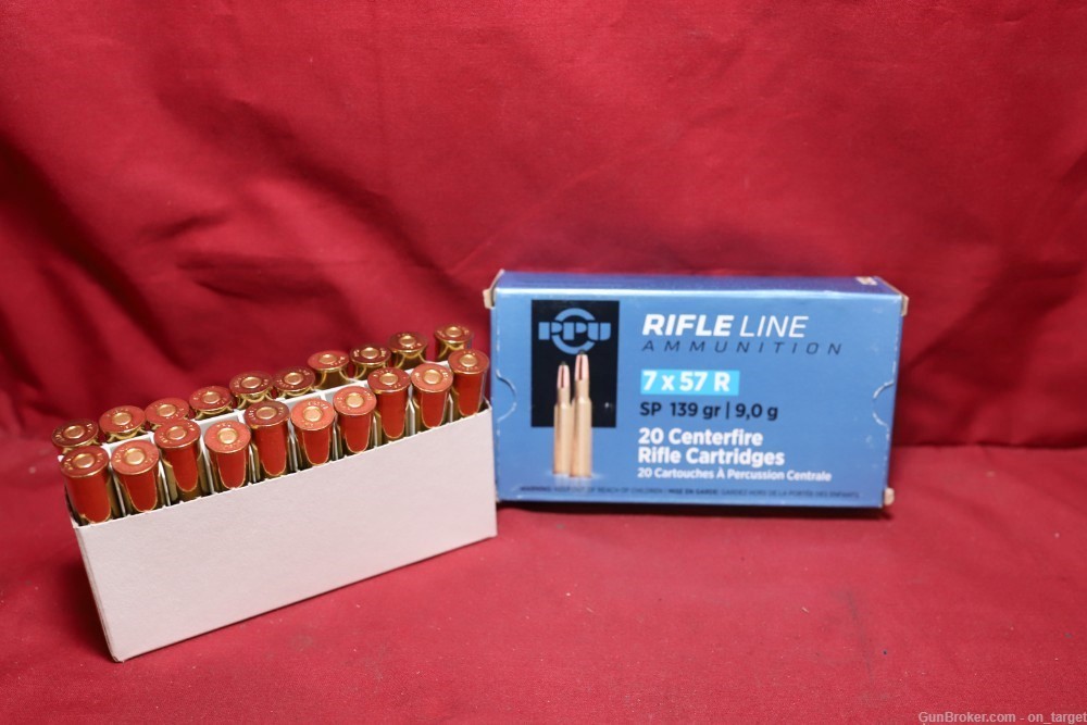 7x57R PPU 139 GR Soft Point 20 Count Factory Ammunition NO CC FEES-img-0