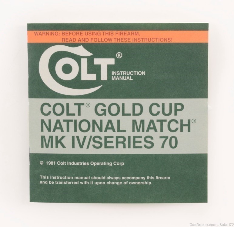 Colt Gold Cup National Match MK IV/Series 70 1981 Manual, Repair Stations -img-1