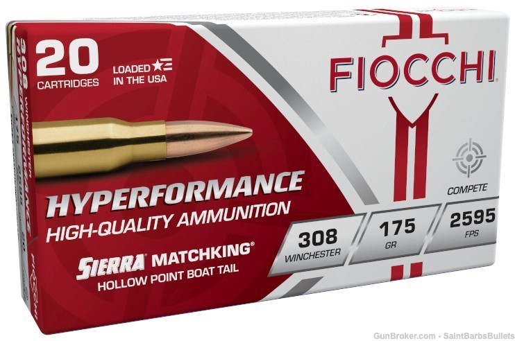 Fiocchi Hyperformance .308 Win. 175 Grain MatchKing - 20 Rounds-img-0