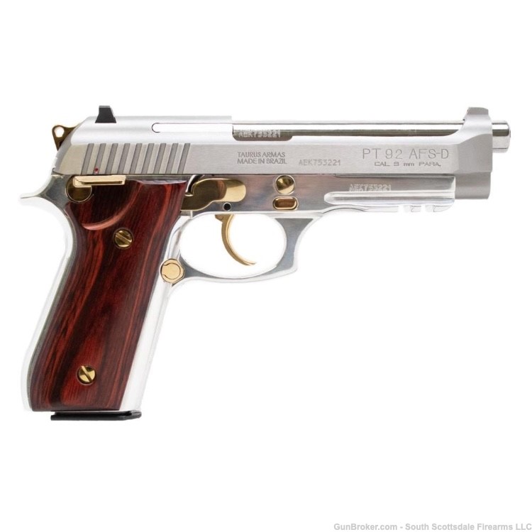 Taurus PT92 Handgun 9mm Luger 17rd Magazine 5" Barrel Stainless Steel with -img-1