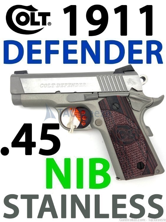 COLT 1911 DEFENDER  3" .45 45ACP STAINLESS COLT DEFENDER  1911 CARRY NEW-img-0