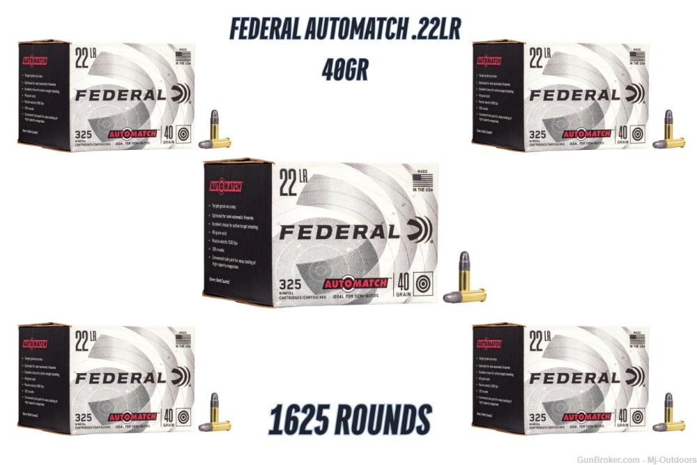 Federal AutoMatch Rimfire Ammunition .22 LR 40 gr. SLD 1200 fps 1625RDS-img-0