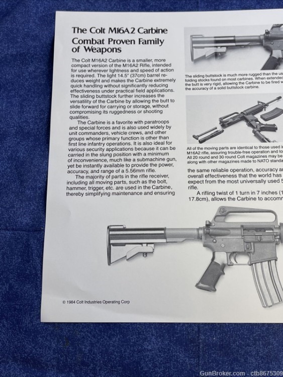 1984 Colt M16A2 Carbine Brochure Sheet A252-img-4