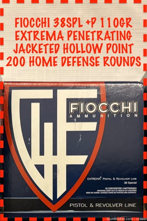 FIOCCHI 38 SPECIAL +P EXTREMA TERMINAL PERFORMANCE JHP 110 GRAIN 200 ROUNDS-img-1
