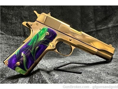 CUSTOM 24KT GOLD COLT 1911C GOVERNMENT, SERIES 70, 45ACP, WITH PEARL GRIPS-img-0